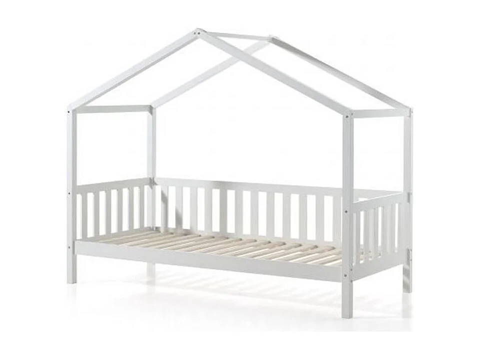Cabinebed 90x200 cm en massief wit grenen onderstel Bali