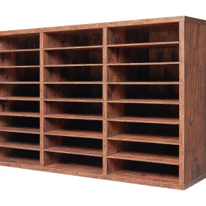 Bureau-Organizer, SucceBuy 24-Vaks Houten Boekenorganizer met Verwijderbare Planken – Donkerbruin