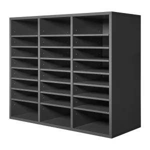 Bureau-Organizer, SucceBuy – 24-Vaks Houten Literatuurorganizer met Verstelbare Planken, Grijs voor Kantoor en Thuis