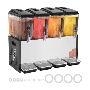 Commerciële Drankendispenser SucceBuy 12 L x 4 Reservoirs Dispenser voor Ijskoude Dranken en Sappen Commerciële Drankendispenser SucceBuy 12 L x 4 Reservoirs Dispenser voor Ijskoude Dranken en Sappen