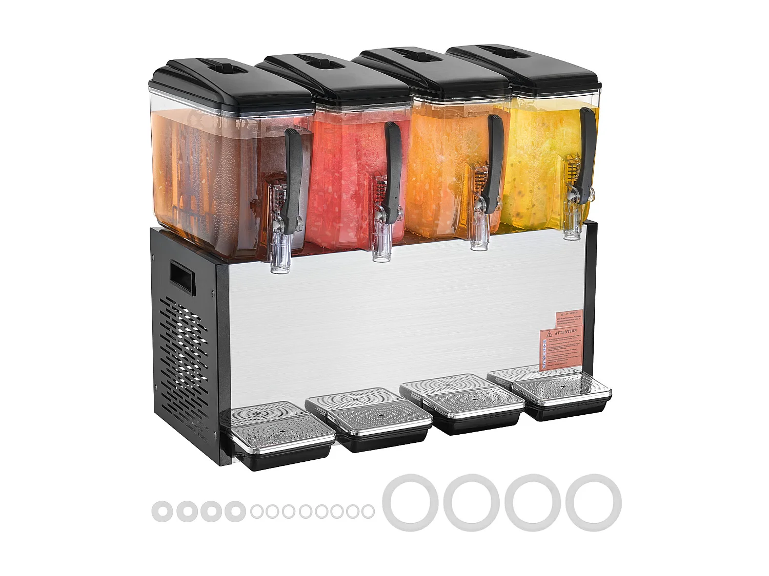 Commerciële Drankendispenser SucceBuy 12 L x 4 Reservoirs Dispenser voor Ijskoude Dranken en Sappen
