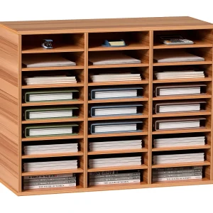 Bureau-Organizer, SucceBuy Houten Literatuurorganizer 27 Vakken Wit voor het Opbergen van Bestanden en Papieren Bureau-Organizer, SucceBuy Houten Literatuurorganizer 27 Vakken Wit voor het Opbergen van Bestanden en Papieren