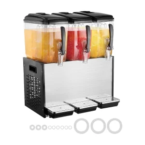 Commerciële Drankendispenser SucceBuy 12 L x 3 Reservoirs, Dispenser voor Ijskoude Dranken en Sappen Commerciële Drankendispenser SucceBuy 12 L x 3 Reservoirs, Dispenser voor Ijskoude Dranken en Sappen