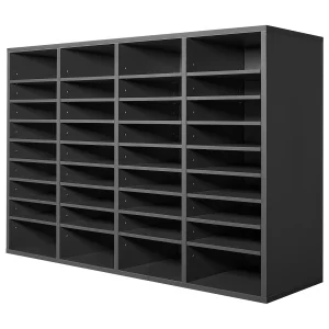 Bureau-Organizer, SucceBuy Houten Literatuurorganizer – 36 Compartimenten, Verstelbare Planken, Grijs Bureau-Organizer, SucceBuy Houten Literatuurorganizer – 36 Compartimenten, Verstelbare Planken, Grijs