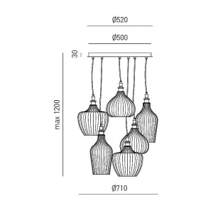 Cleofe – Lustre suspension 6 lumières blanc mat avec verre blanc opale – 6XE27 max 6X60W, et élégant