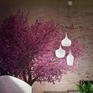 Cleofe – Suspension 3 lumières en verre blanc transparent et laiton – 3XE27 max 3X60W, déco style vintage