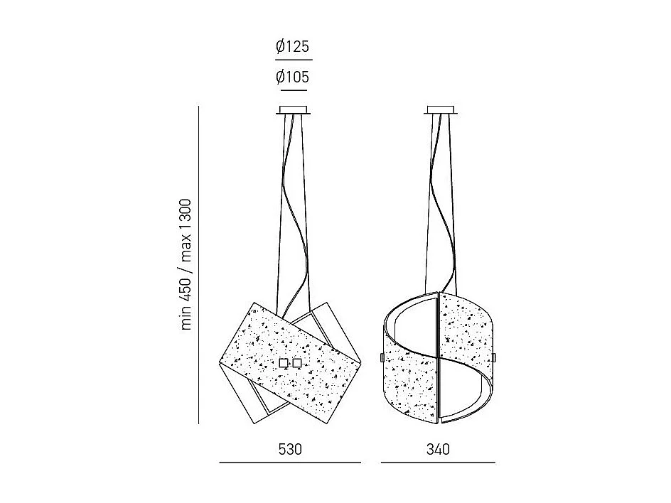 Camilla - Suspension dorée 2XE27 max 2X70W IP20 - Plafonnier au en aluminium - Douille E27