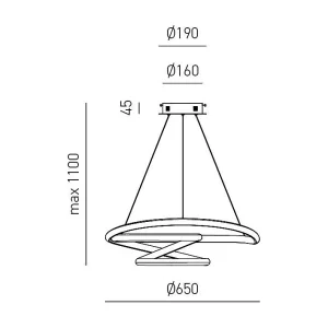 Diva – Suspension LED dimmable 47W – en aluminium blanc satiné, lumière chaude 3000K, anneaux entrelacés d.65cm Diva – Suspension LED dimmable 47W – en aluminium blanc satiné, lumière chaude 3000K, anneaux entrelacés d.65cm