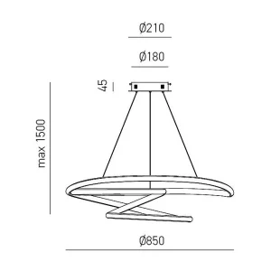 Diva – Suspension LED dimmable 80W – en aluminium blanc satiné, lumière chaude 3000K, anneaux entrelacés d.85cm Diva – Suspension LED dimmable 80W – en aluminium blanc satiné, lumière chaude 3000K, anneaux entrelacés d.85cm