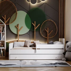 Cama Infantil com Colchão de Solteiro Completa Gaveta Meninos KOBI Branco (160×80 cm) Cama Infantil com Colchão de Solteiro Completa Gaveta Meninos KOBI Branco (160×80 cm)