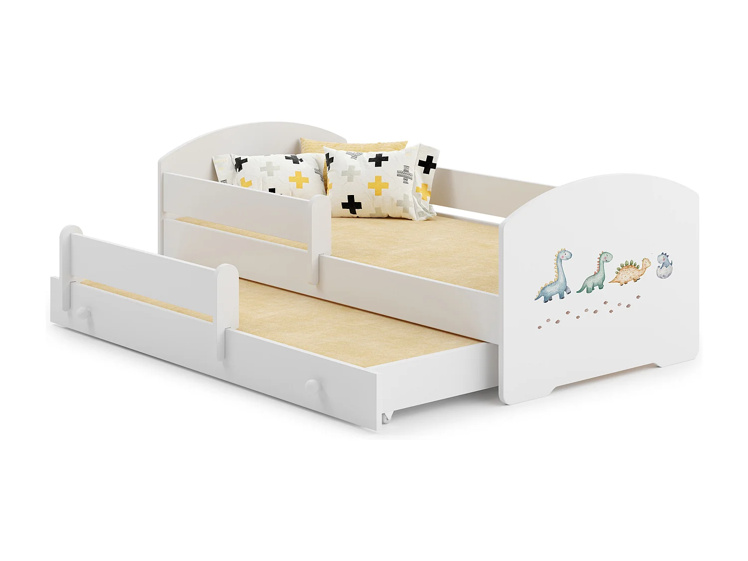 Cama dupla 160 x 80 com colchões e estrados incluídos Kobi Luk Dinosaurs