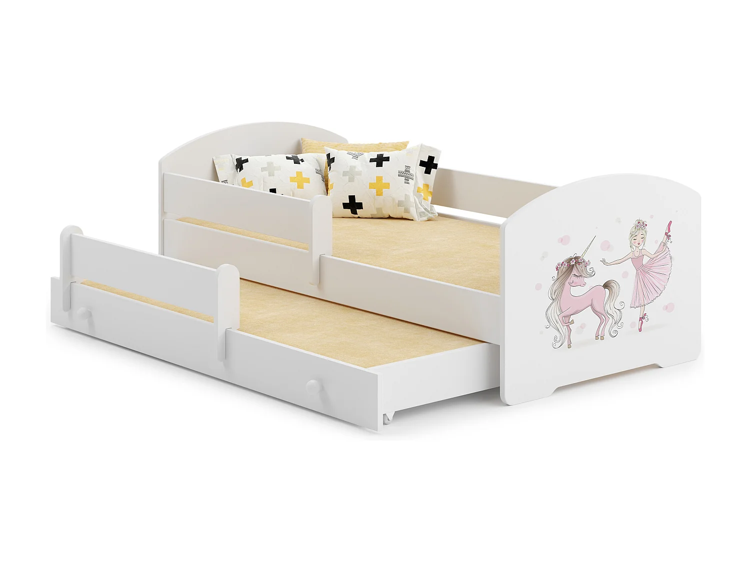 Cama dupla 160 x 80 com colchões e estrados incluídos Kobi Luk Girl with unicorn