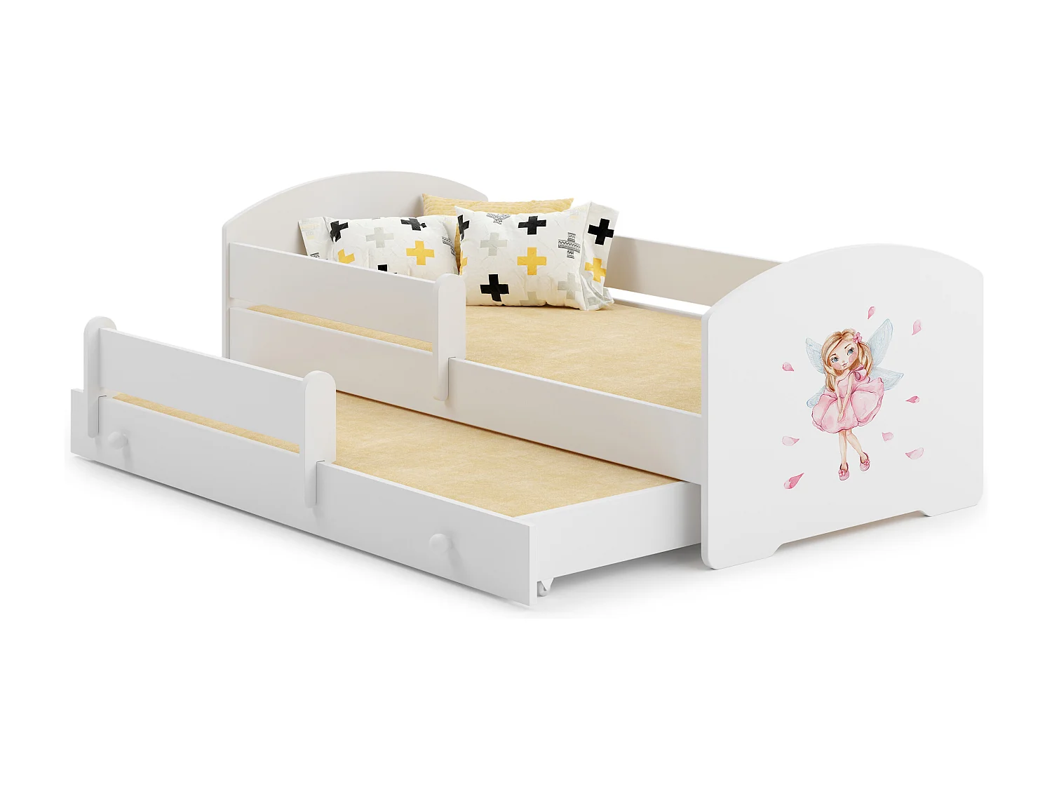 Cama dupla 160 x 80 com colchões e estrados incluídos Kobi Luk Girl with wings