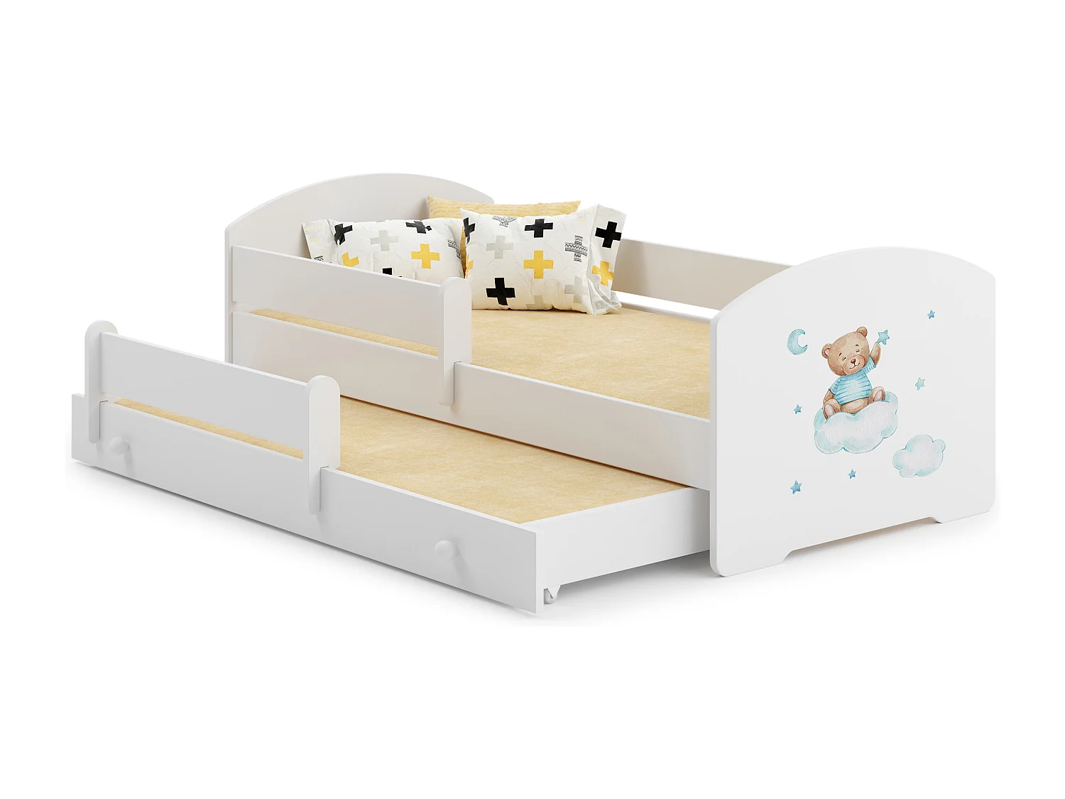 Cama dupla 160 x 80 com colchões e estrados incluídos Kobi Luk Blue Bear
