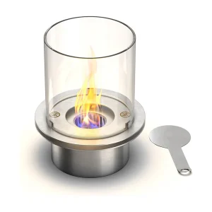 Brûleur rond avec verre pour cheminée au bioéthanol, biocheminée en acier inoxydable 1,5 lt d.25 Brûleur rond avec verre pour cheminée au bioéthanol, biocheminée en acier inoxydable 1,5 lt d.25