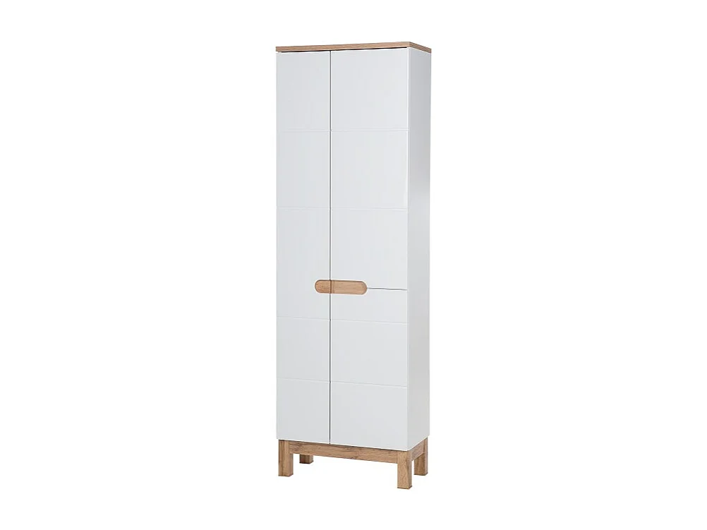 Colonne salle de bain ERMANO – Licht eiken en glanzend wit – 60x187 cm – 1 deur – Te plaatsen