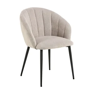 Brime eetkamerstoel met armleuning stof beige.