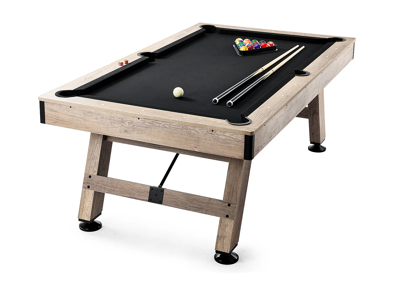 Converteerbare Tafel, SucceBuy 213 cm Pooltafel - Biljartset, Zwarte Stof, voor Speelkamer