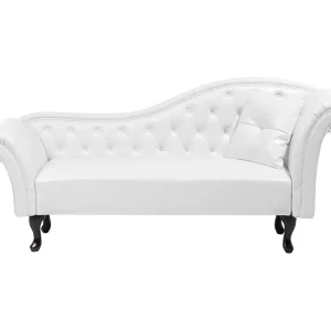 Chaise longue kunstleer wit rechtszijdig LATTES
