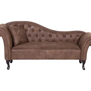 Chaise longue kunstleer lichtbruin linkszijdig LATTES