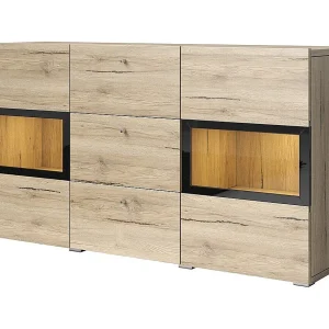 Buffet met 2 deuren en 3 laden uit de collectie RAMOS. Kleur: eiken en zwart. Buffet met 2 deuren en 3 laden uit de collectie RAMOS. Kleur: eiken en zwart.