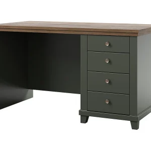 Bureau ASSIA 140 cm donkergroen en hout – 4 lades met knopgrepen – Chique elegantie Bureau ASSIA 140 cm donkergroen en hout – 4 lades met knopgrepen – Chique elegantie