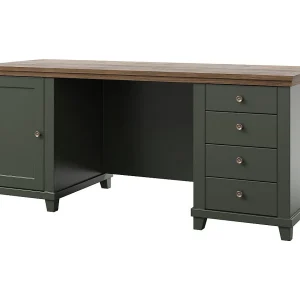 Bureau ASSIA 180 cm donkergroen en hout – Lades, nissen en opbergruimte – Tijdloze elegantie Bureau ASSIA 180 cm donkergroen en hout – Lades, nissen en opbergruimte – Tijdloze elegantie