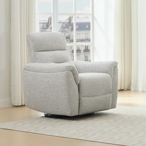 Elektrische relaxfauteuil in lichtgrijze gestructureerde stof BREVIO