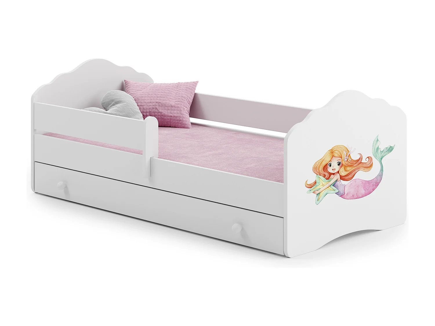 Cama de criança 160 x 80 com gaveta, colchão e estrado incluídos Kobi Wave Mermaid