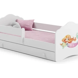 Cama de criança 140 x 70 com gaveta, colchão e estrado incluídos Kobi Wave Mermaid