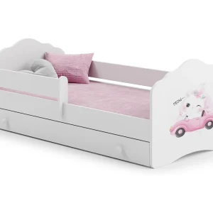 Cama de criança 160 x 80 com gaveta, colchão e estrado incluídos Kobi Wave Cat