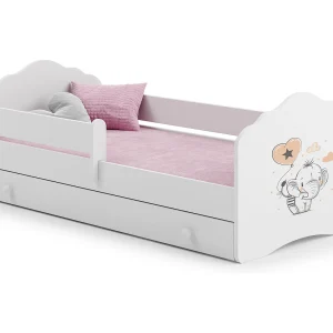 Cama de criança 140 x 70 com gaveta, colchão e estrado incluídos Kobi Wave Elephant