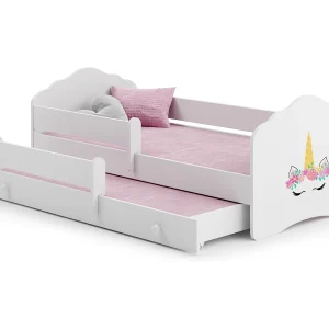Cama dupla 160 x 80 com colchões e estrados incluídos Kobi Wave Unicorn horn Cama dupla 160 x 80 com colchões e estrados incluídos Kobi Wave Unicorn horn