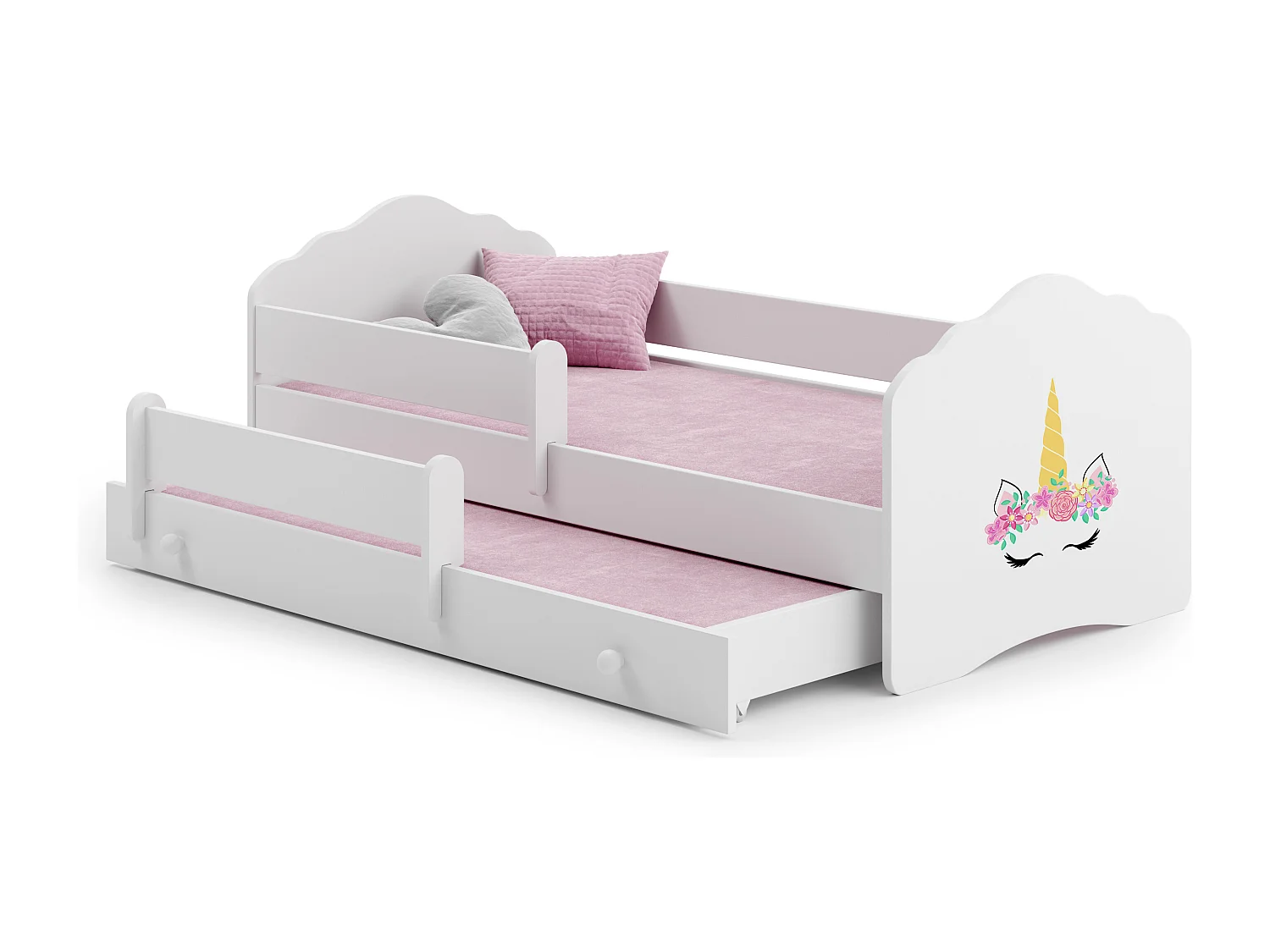 Cama dupla 160 x 80 com colchões e estrados incluídos Kobi Wave Unicorn horn