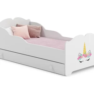 Cama de criança 160 x 80 com gaveta, colchão e estrado incluídos Kobi Anna Unicorn Horn