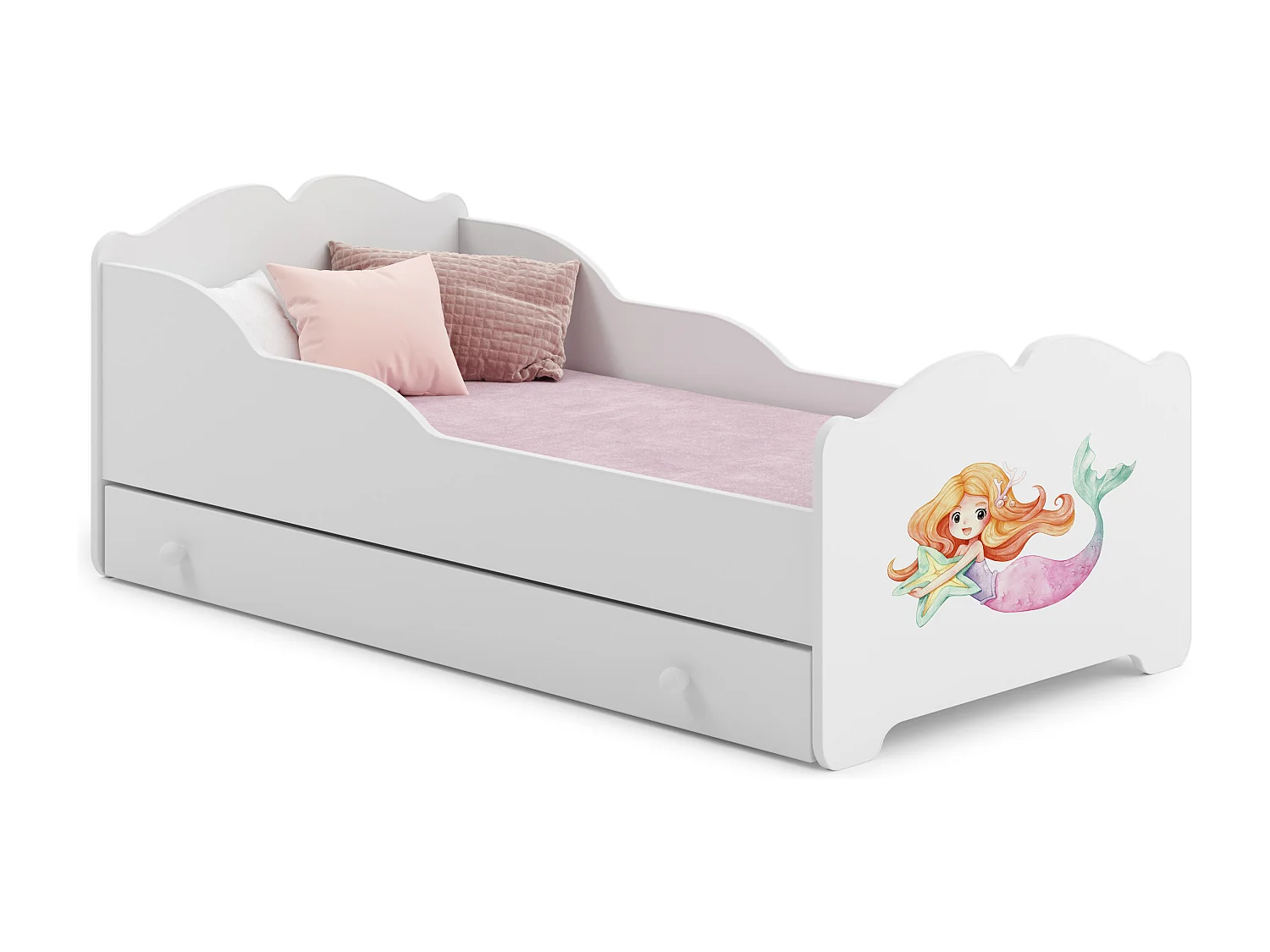 Cama de criança 140 x 70 com gaveta, colchão e estrado incluídos Kobi Anna Mermaid