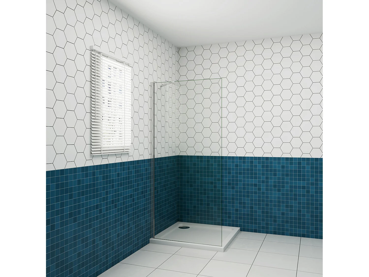 Douchewand Inloopdouche 76x195cm+50cm Stabilisatiestang,6mm NANO EasyClean veiligheidsglas,glanzend chroom profiel
