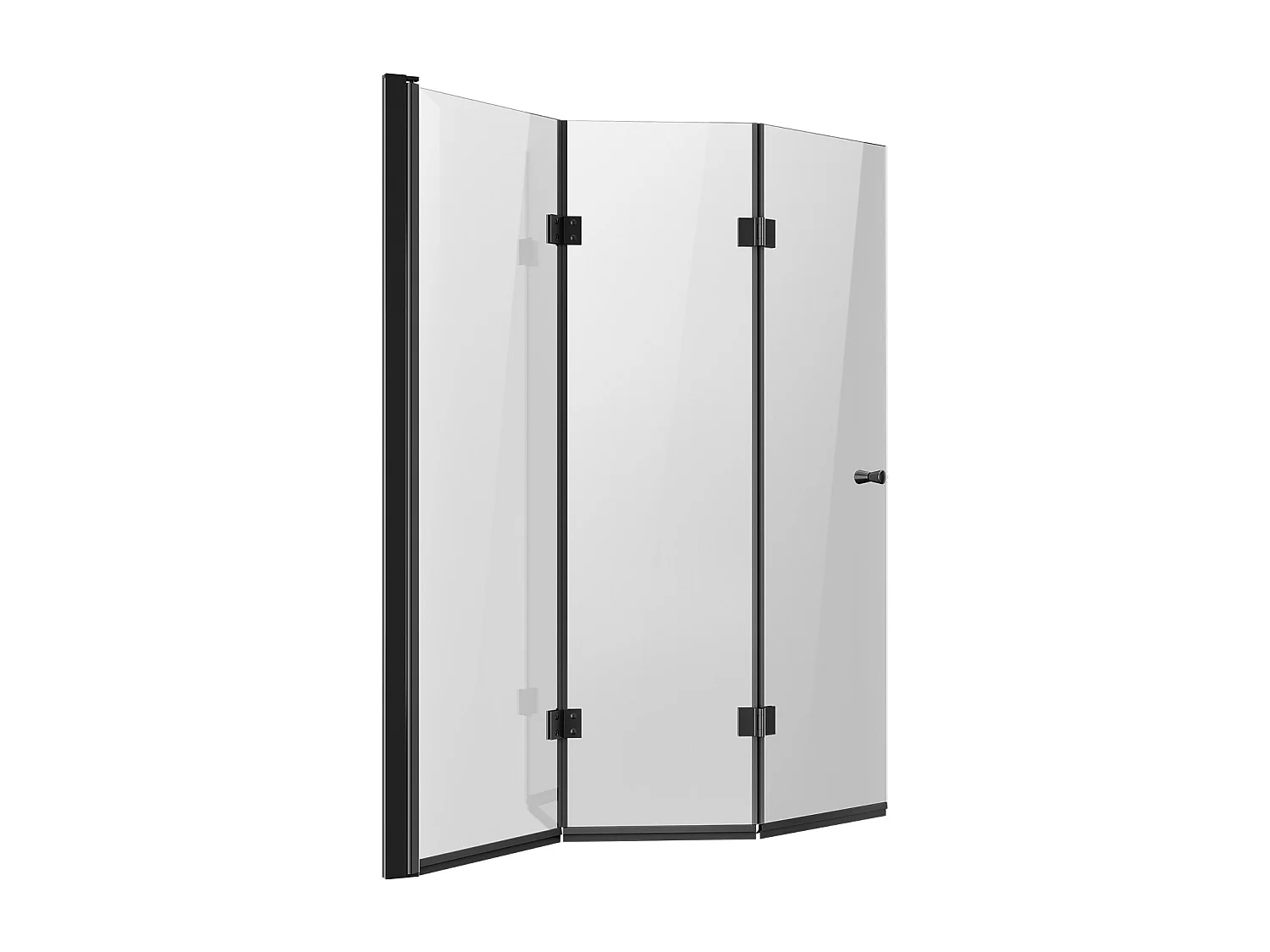 Douchedeur SucceBuy 1295 x 1422 mm Frameloze Baddouchedeur, 3-paneels Opvouwbaar Badscherm met 6 mm Gehard Glas, 180° Draaibaar en Opvouwbaar Ontwerp