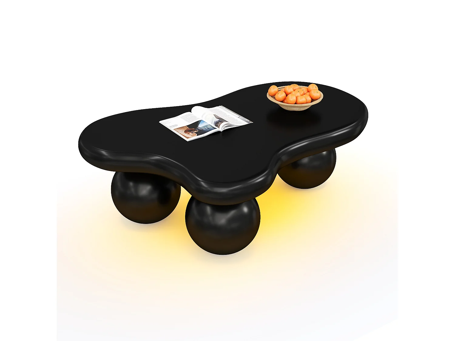 Cloud salontafel met LED, modern design, MDF, zwart, (95x62,5x32 cm)