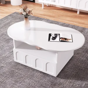 Cloud salontafel, origineel design met lade en plank, spaanplaat, wit (100x60x40,5 cm) Cloud salontafel, origineel design met lade en plank, spaanplaat, wit (100x60x40,5 cm)