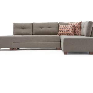 Divona beige stoffen converteerbare hoekbank 282 cm-Model Juiste hoek