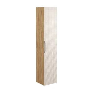 Colonne de salle de bain VELNIA – 1 porte – H170 cm – Kleur licht eiken en beige – Om op te hangen Colonne de salle de bain VELNIA – 1 porte – H170 cm – Kleur licht eiken en beige – Om op te hangen