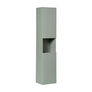 Colonne badkamer ELVINA – 2 deuren – H140 cm – Kleur pastel saliegroen – Hangend meubel Colonne badkamer ELVINA – 2 deuren – H140 cm – Kleur pastel saliegroen – Hangend meubel
