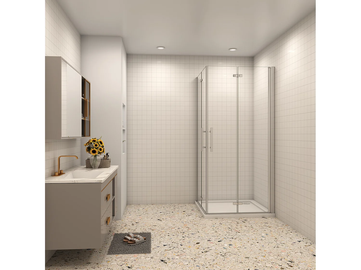 Douchecabine 80x90x195cm Opvouwbare 6mm NANO Easyclean veiligheidsglas glanzend chroom profiel