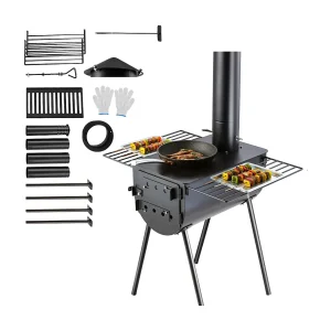 Draagbare Houtkachel SucceBuy, 262 cm, Campingkachel voor Barbecue met Buizen voor Buitengebruik Draagbare Houtkachel SucceBuy, 262 cm, Campingkachel voor Barbecue met Buizen voor Buitengebruik