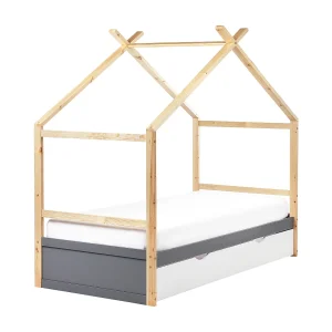 Daybed met opbergruimte hout grijs 90 x 200 cm ORGEVAL Daybed met opbergruimte hout grijs 90 x 200 cm ORGEVAL
