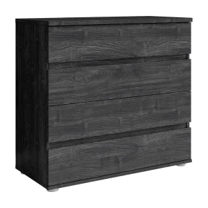 Commode VELTIS 4 laden – L92 x H85 cm – Moderne opbergmeubel in de kleur zwart essen Commode VELTIS 4 laden – L92 x H85 cm – Moderne opbergmeubel in de kleur zwart essen