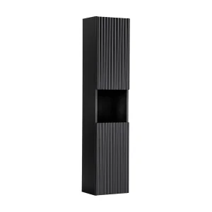 Colonne de salle de bain VANO – 2 deuren + 1 nis – Mat zwart – L30 × D25 × H140 cm – Om op te hangen Colonne de salle de bain VANO – 2 deuren + 1 nis – Mat zwart – L30 × D25 × H140 cm – Om op te hangen