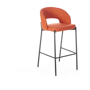 Conjunto de 2 bancos altos "Alan" em tecido acolchoado laranja com apoio para os pés cm 52×50 98h