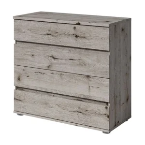 Commode VELTIS met 4 laden – L92 x H85 cm – Modern opbergmeubel in Wellington eiken kleur Commode VELTIS met 4 laden – L92 x H85 cm – Modern opbergmeubel in Wellington eiken kleur